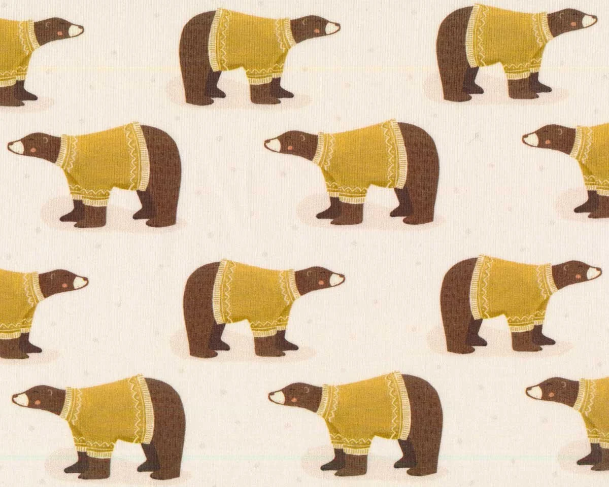 Sweatstoff BRAUNBÄR, Bär mit Pulli, creme-braun, Hilco