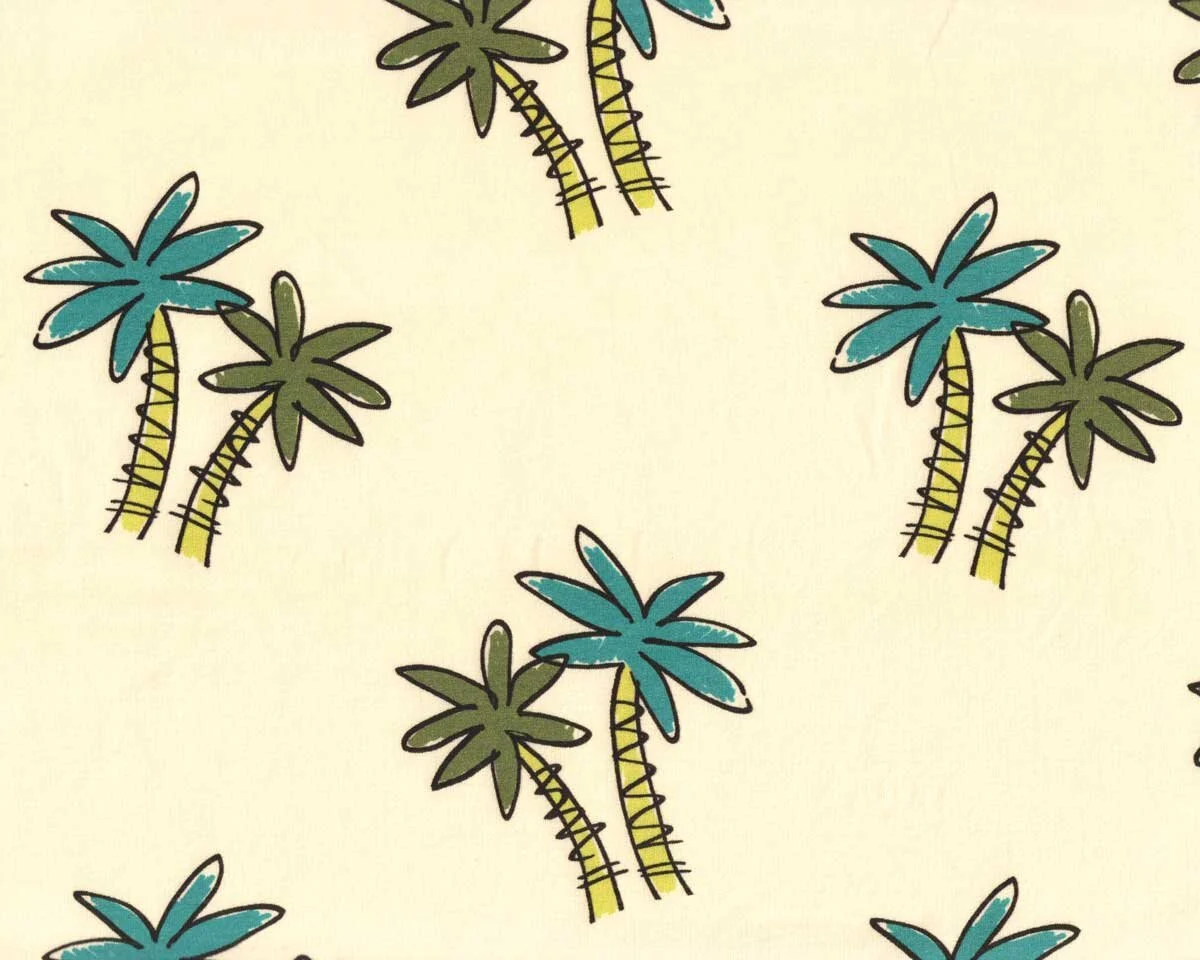 Sweatstoff CALIFORNIA, Palmen, pastellgelb, Hilco