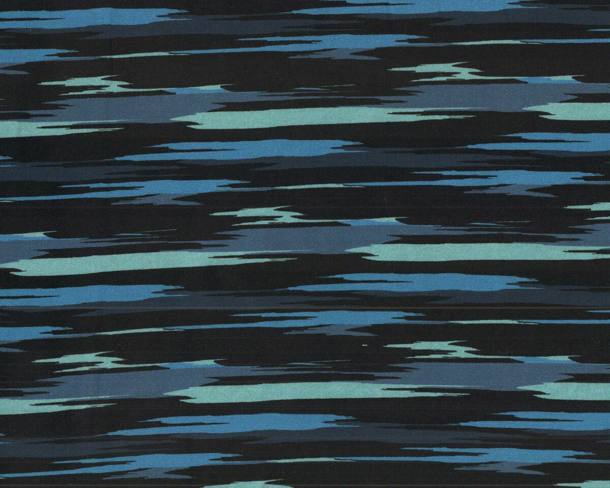 Sweatstoff FOGGY, Streifendesign, schwarz-blau, Hilco