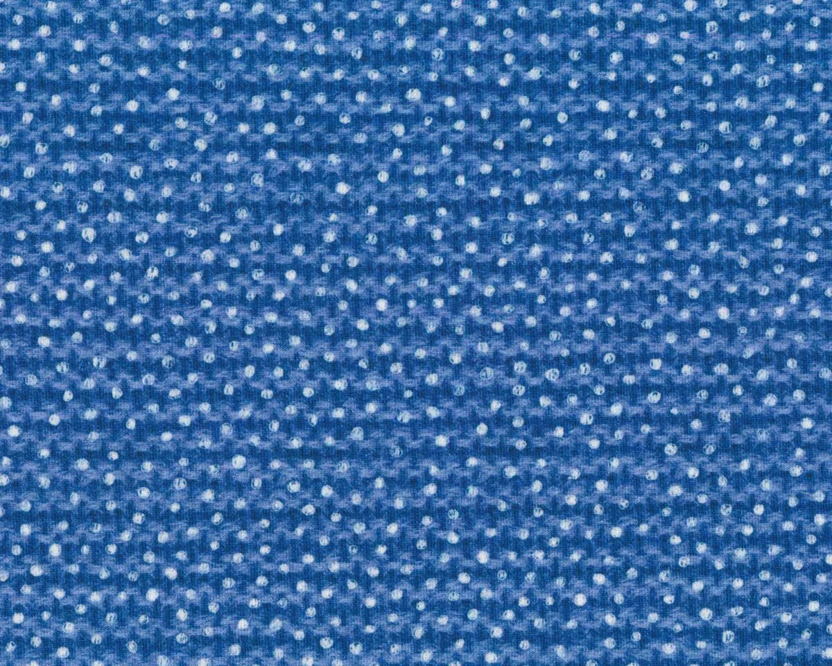 Sweatstoff FOLK + BEAR, Strickmuster, blau, Hilco