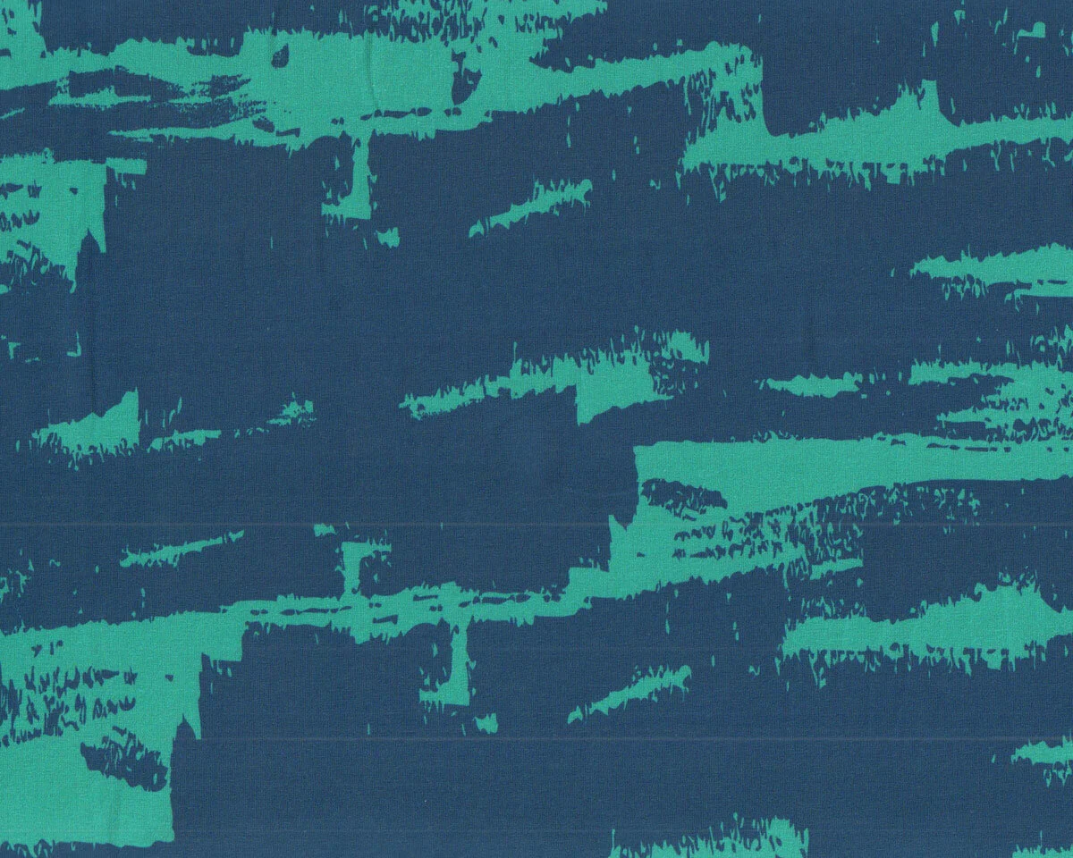 Sweatstoff French Terry GRUNGE, Streifenmuster, blau-petrol, Hilco