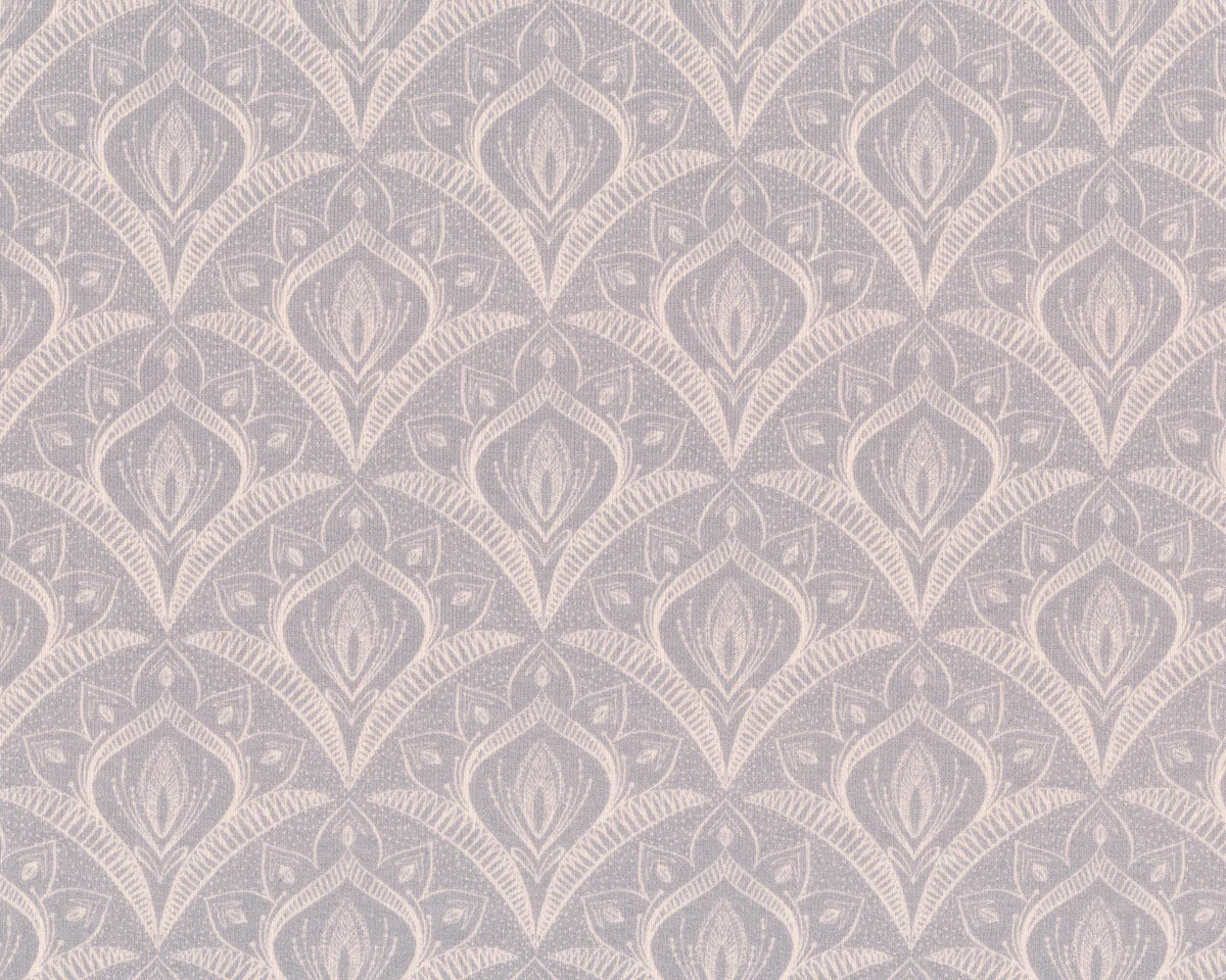 Sweatstoff French Terry LUCIE, Blumenornamente, hellgrau, Hilco