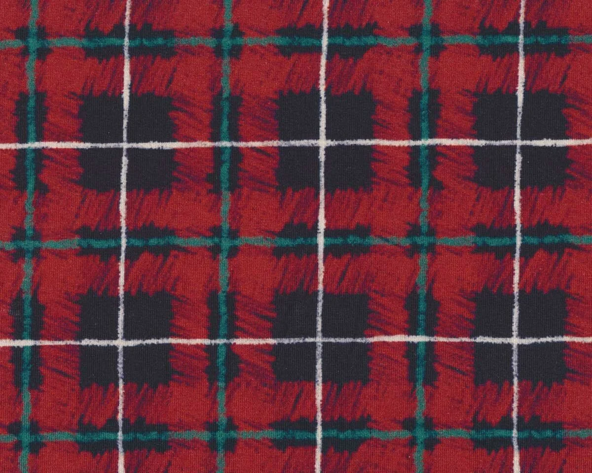 Sweatstoff LESS PLAID, Glencheck-Karo, dunkelrot-petrolgrün, Hilco
