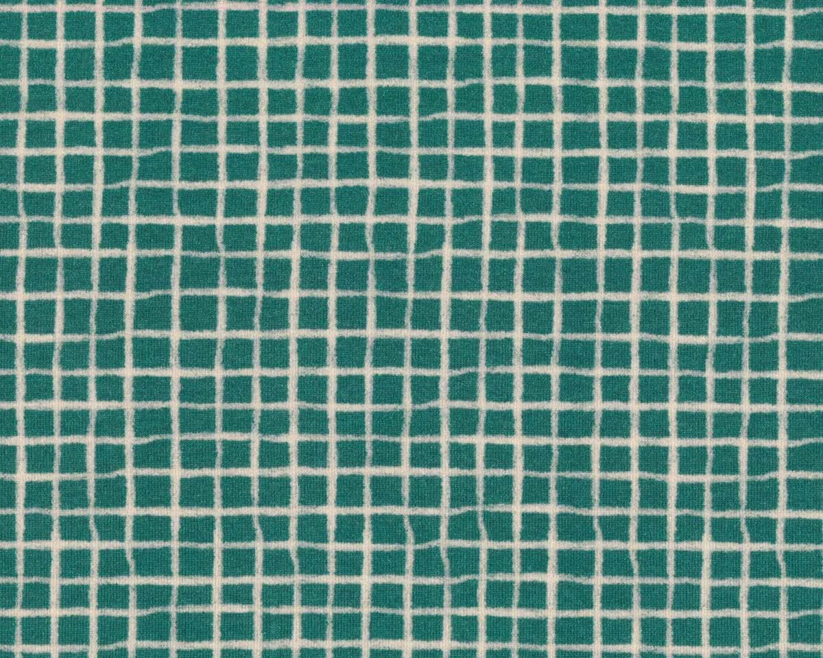 Sweatstoff LESS PLAID, Karo, petrolgrün, Hilco