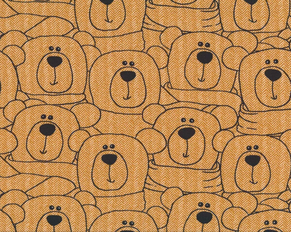 Sweatstoff SWEET BEARS, Fischgrat-Teddys, terracotta
