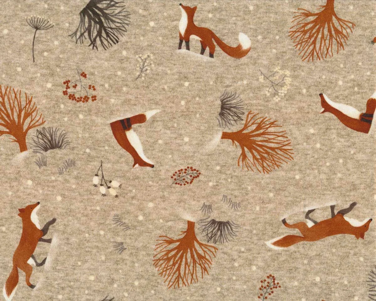 Sweatstoff WHITE FOX, Fuchs, beige, Hilco
