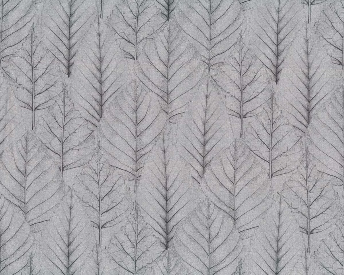 Sweatstoff WILD LEAVES, Blätter, grau, Hilco