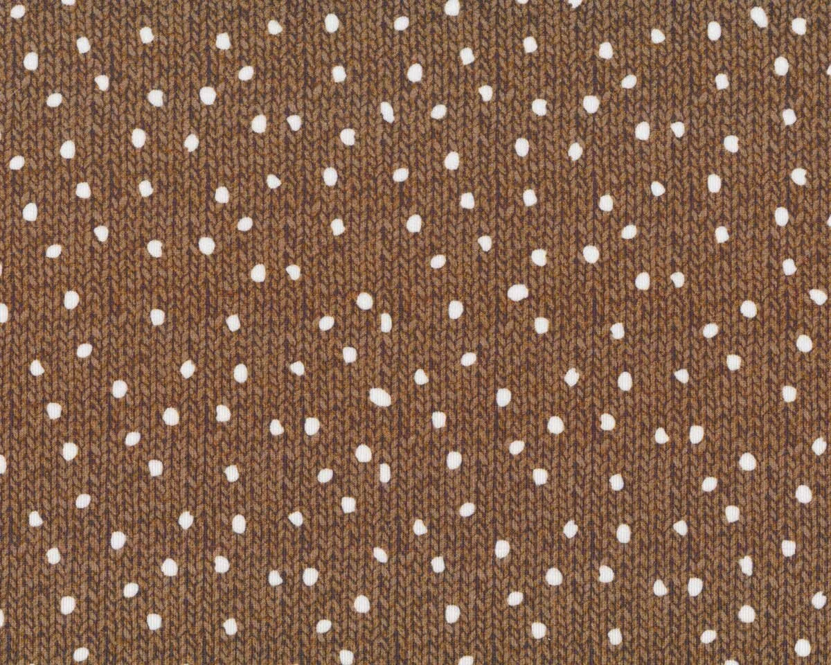 Sweatstoff WOOD KNIT, Strick-Punkte, braun, Hilco