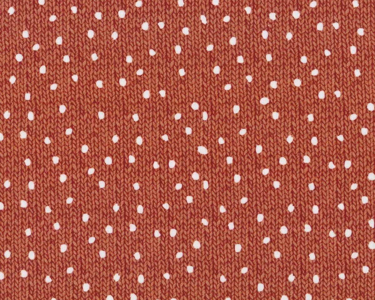 Sweatstoff WOOD KNIT, Strick-Punkte, rotbraun, Hilco