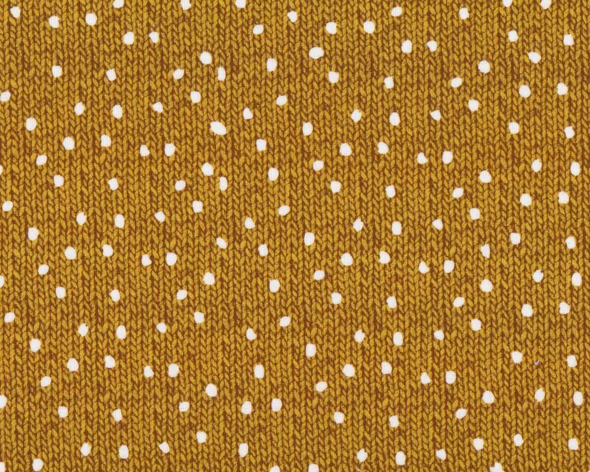 Sweatstoff WOOD KNIT, Strick-Punkte, senfgelb, Hilco
