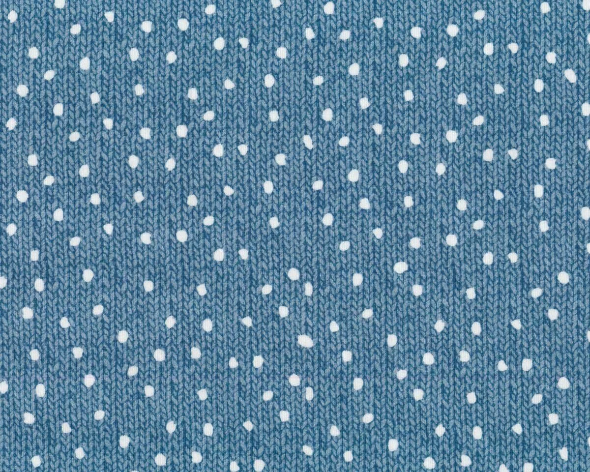 Sweatstoff WOOD KNIT, Strick-Punkte, taubenblau, Hilco