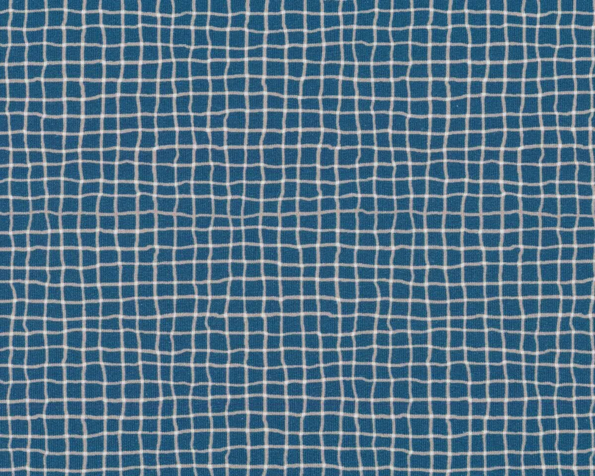 Sweatstoff WOOD PLAID, Gitter, jeansblau, Hilco