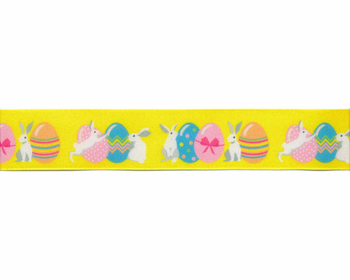 Taftband EASTER BUNNY, Ostereier mit Hasen, bedruckt, Berisfords