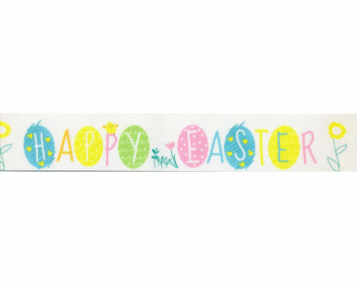 Taftband FROHE OSTERN, bedruckt, Berisfords