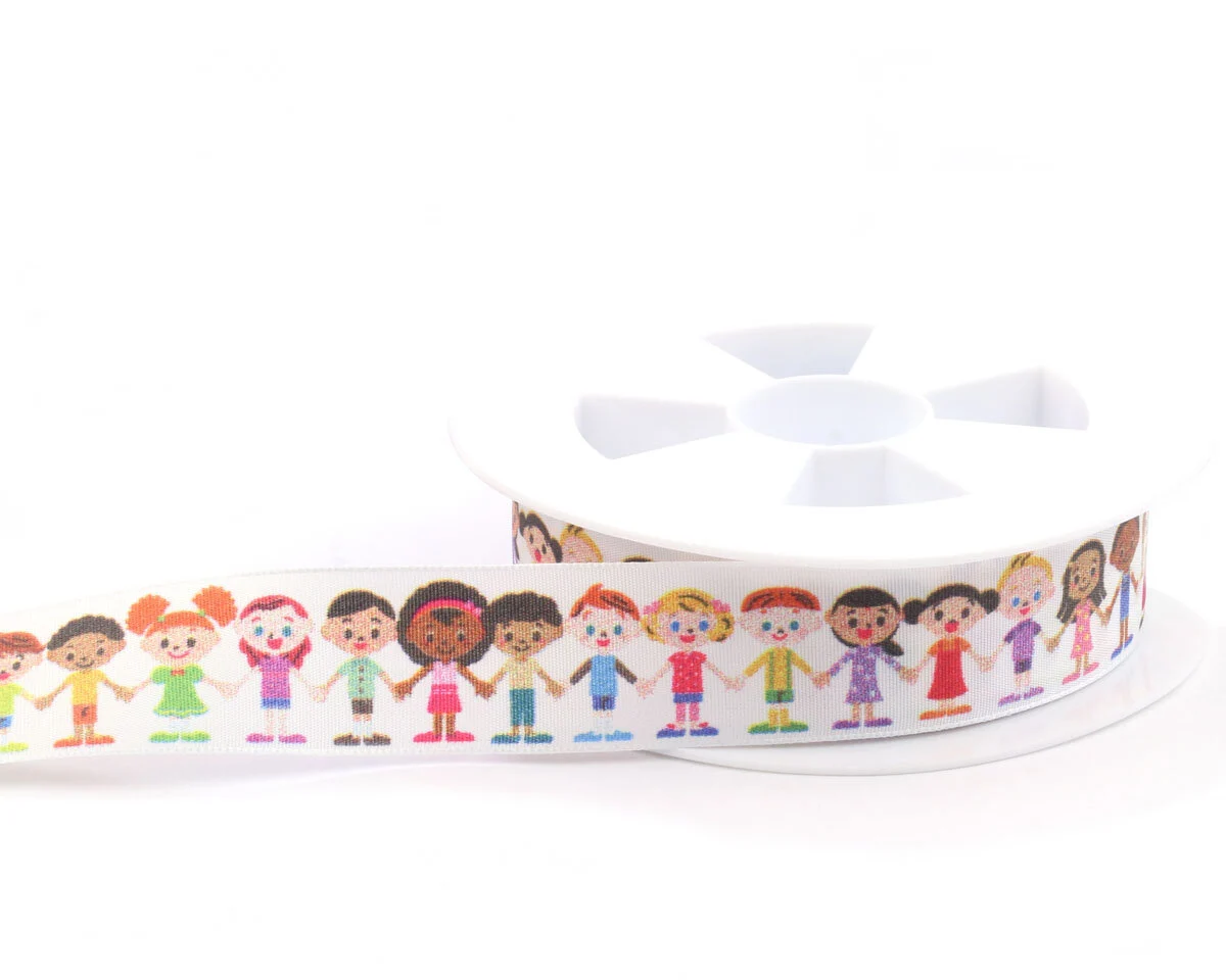 Taftband mit Digitaldruck BUNTER REIGEN, Kinderreihe, 25 mm
