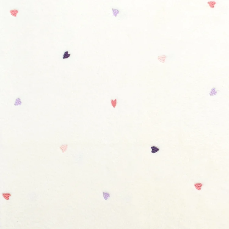 Teddyplüsch Embroidery Hearts, wollweiß