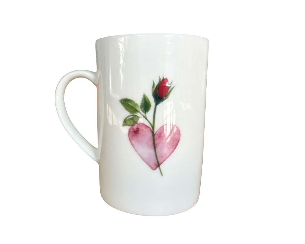Teetasse ROSENHERZ, Herz mir einer Rose, Acufactum
