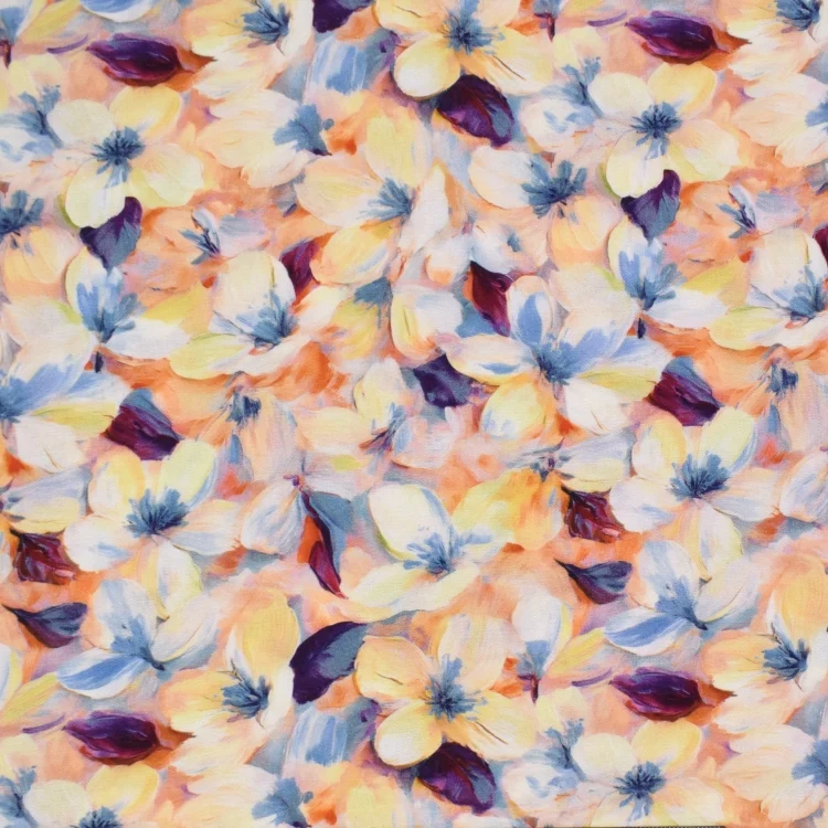 Viskose Krepp Flowers, gelb
