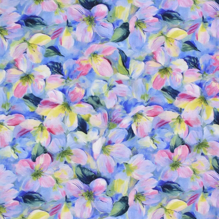 Viskose Krepp Flowers, lila