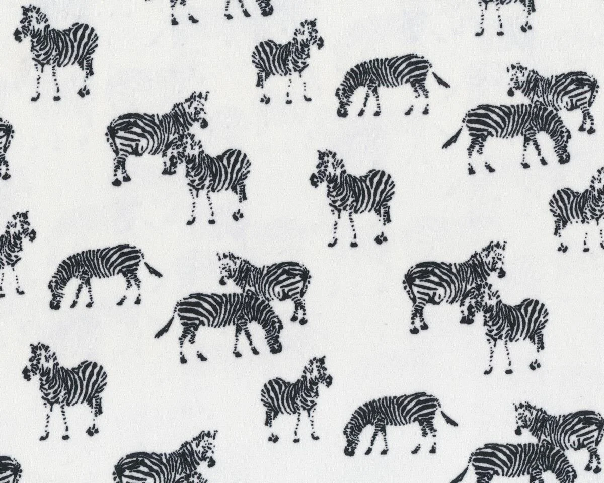 Viskose-Kreppchiffon ZORA, Zebras, gebrochenes weiß-schwarz