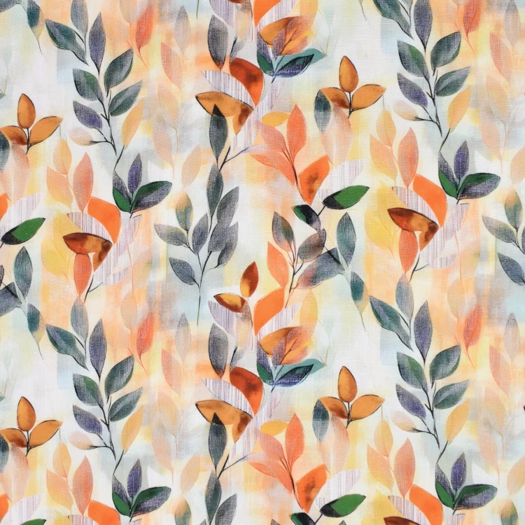 Viskose Leinen Colour Leaves, orange