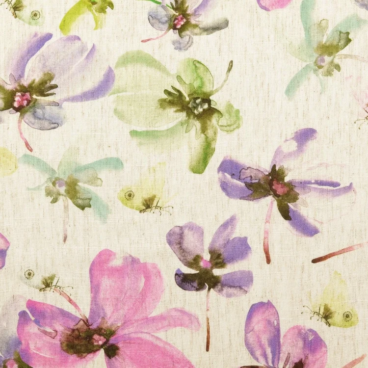 Viskose Leinen Flowers, natur