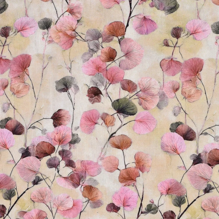 Viskose Leinen Ginkgo, rosa