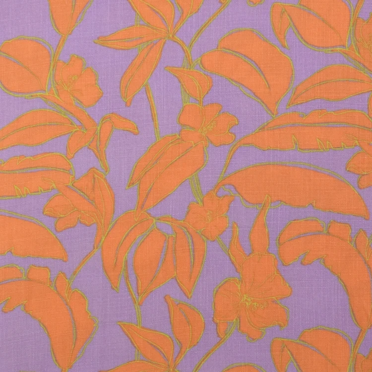 Viskose Leinen Leaves, flieder