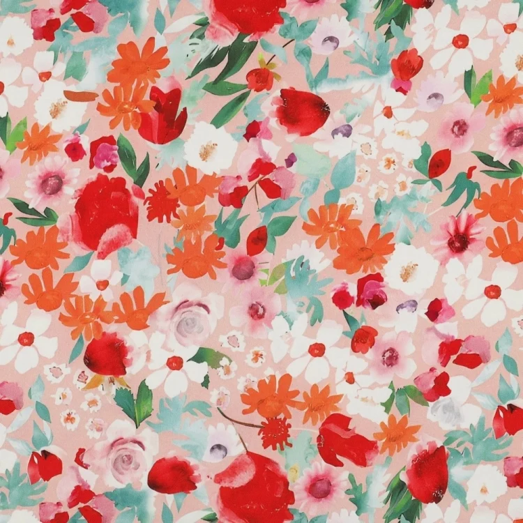 Viskose Satin Flower Dream, apricot