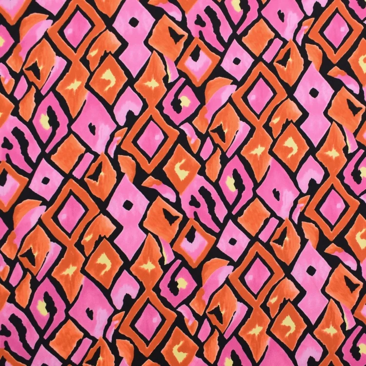 Viskose Satin Retro Checks, orange