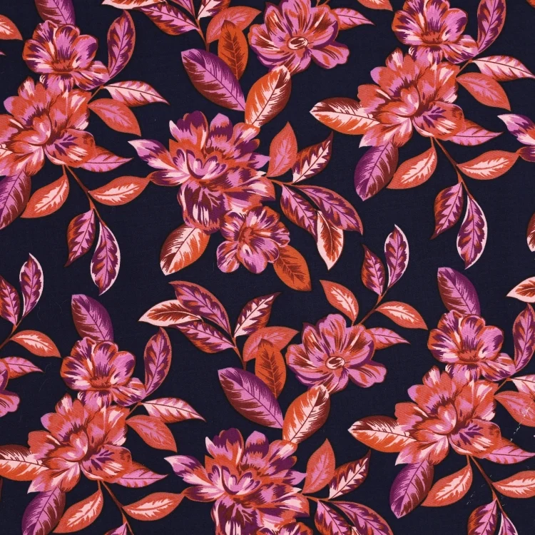 Viskose Stretch Blumen, marine