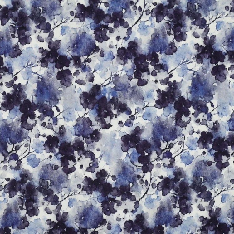 Viskose Stretch Rosella Denim Flowers, jeansblau