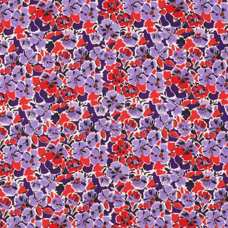 Viskose Stretch Twill Flower Paradise, lila