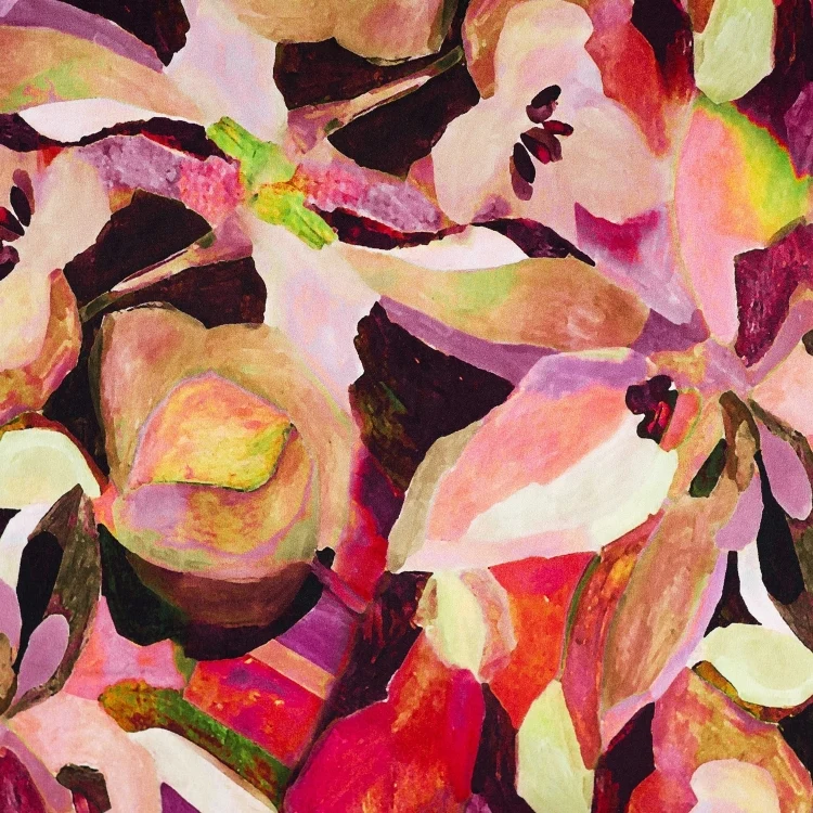 Viskosejersey Abstract Flowers, rosé