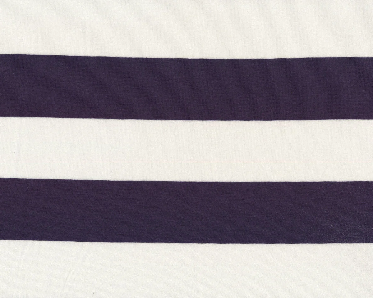 Viskosejersey BLUN STRIPE, Blockstreifen, dunkelblau-weiß, Hilco