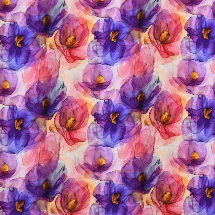 Viskosejersey Floral Whisper, lila