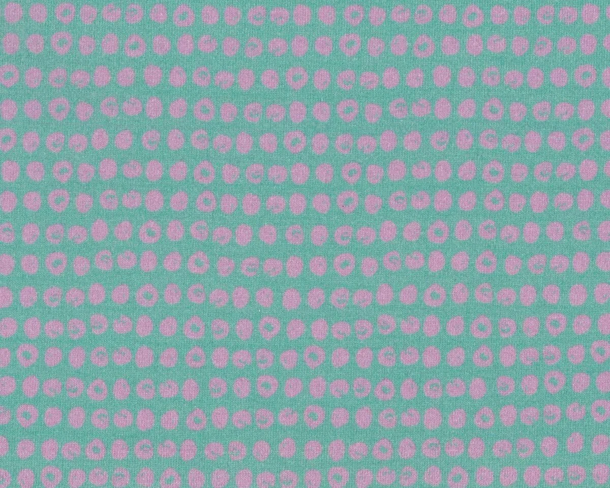 Viskosejersey FRIEDA, Tupfen, mintgrün-rosa, Toptex