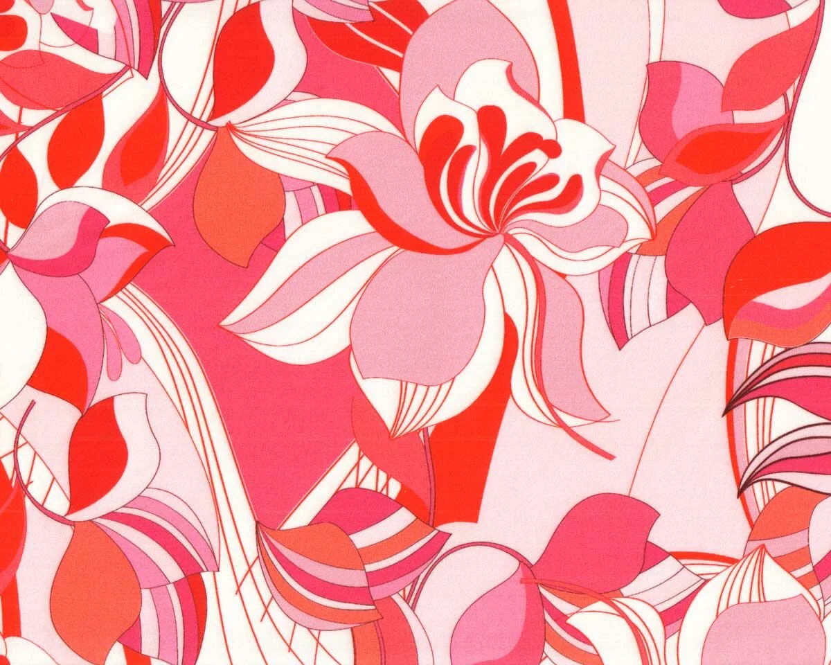 Viskosejersey ROMINA, Blätter, weiß-fuchsia, Hilco