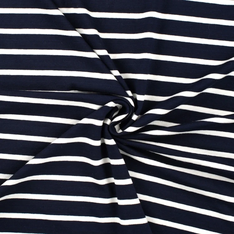 Viskosejersey Small Stripes, marine