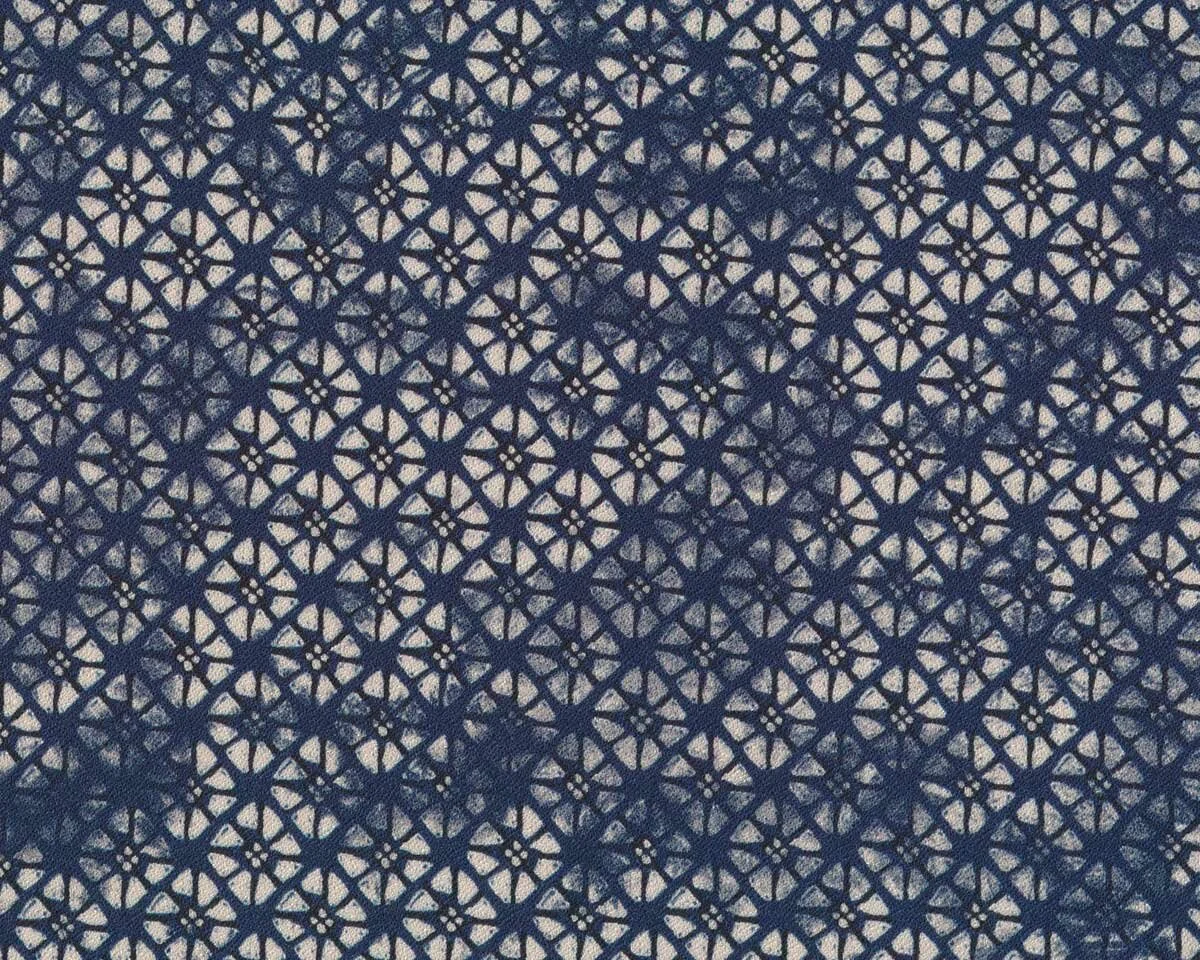 Viskosekreppstoff FARAH, Ornament, dunkelblau, Toptex