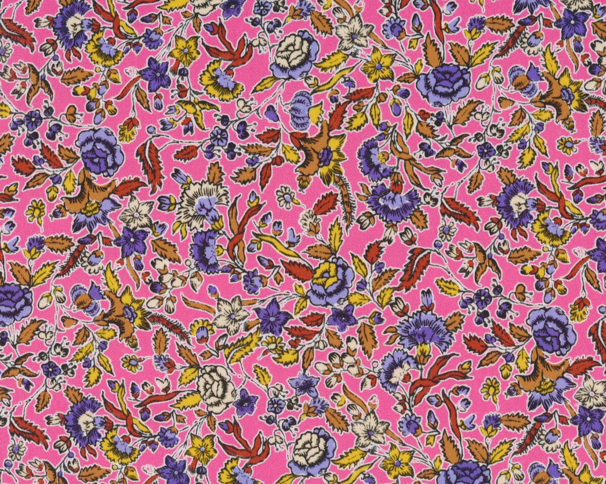 Viskosesatinsstoff mit Stretch, Blumen, pink, burda style