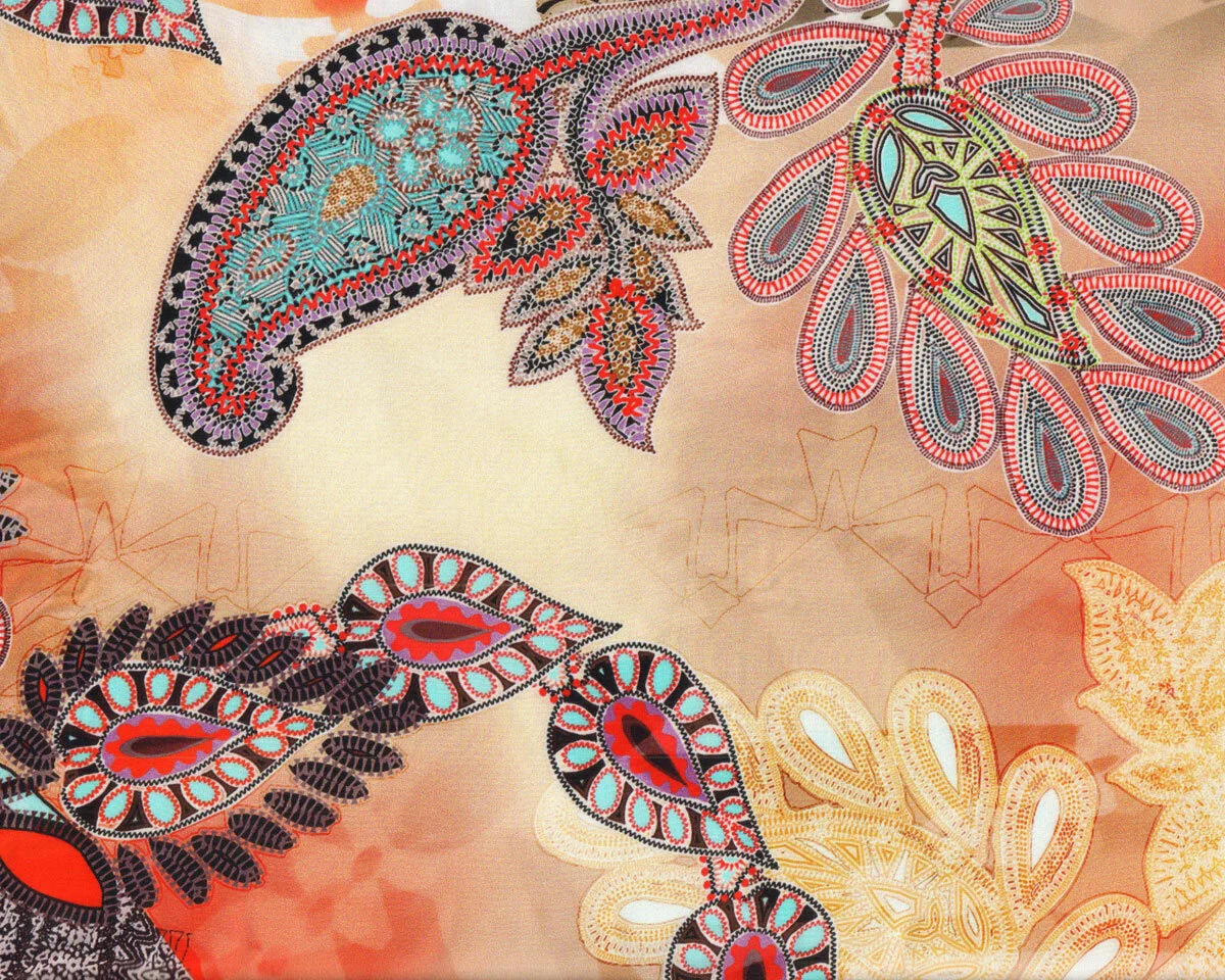 Viskosestoff FILL, große Paisley-Ornamente, Hilco