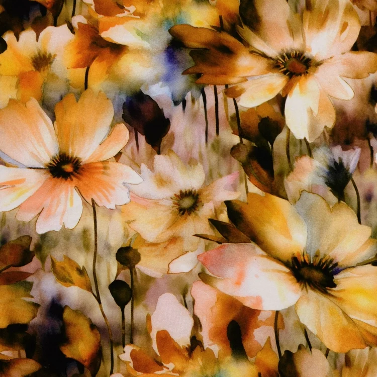 Viskosestoff Flower Love, cognac