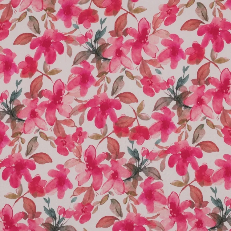 Viskosestoff Flowers, wollweiß