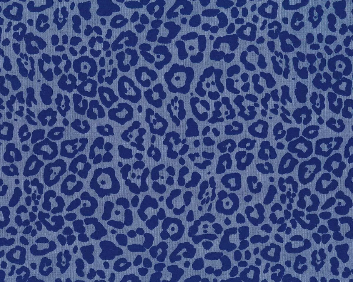 Viskosestoff JEANS-OPTIK, Leomuster, ultramarinblau, Toptex