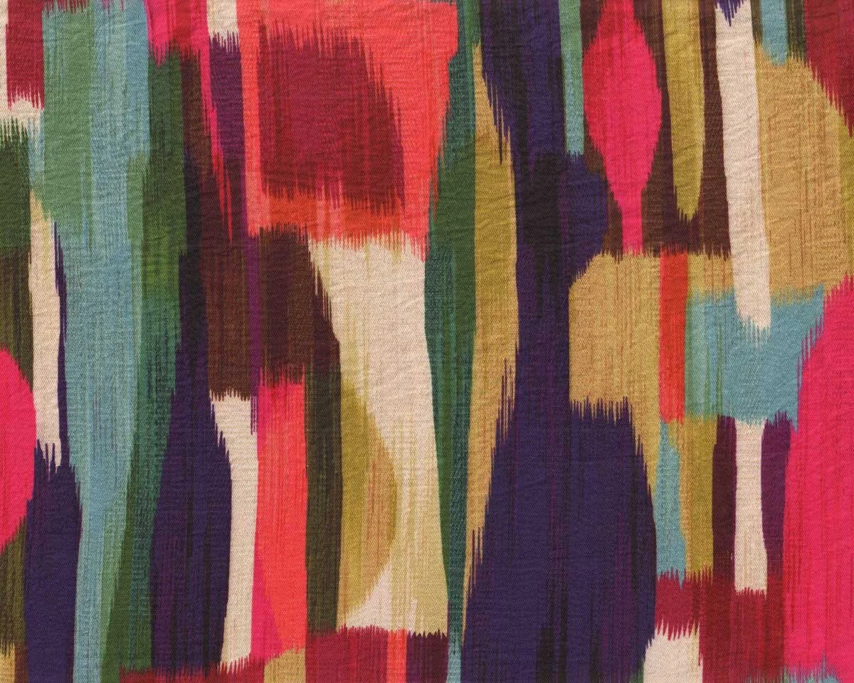 Viskosestoff JULE, abstraktes Muster, fuchsia-petrol, Hilco