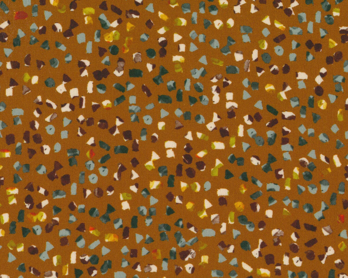 Viskosestoff KALEA, Steinchen-Mosaik, goldbraun, Hilco