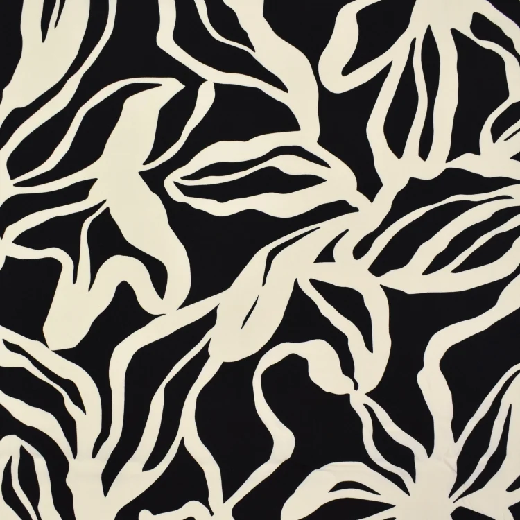 Viskosestoff Leaf Dream, schwarz