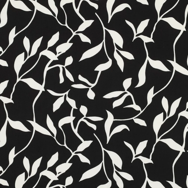 Viskosestoff Leaves, schwarz
