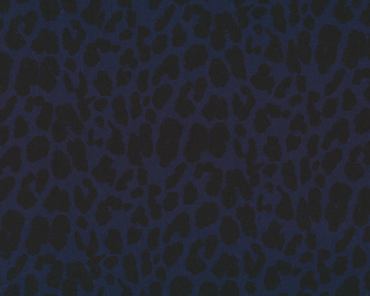 Viskosestoff PAULINE, Leopardenmuster, dunkelblau